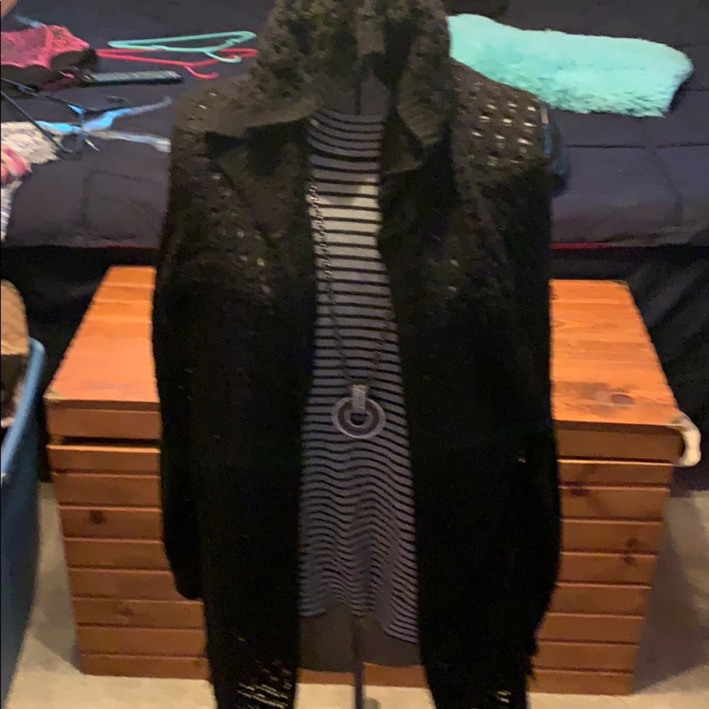 Black long sleeved cardigan